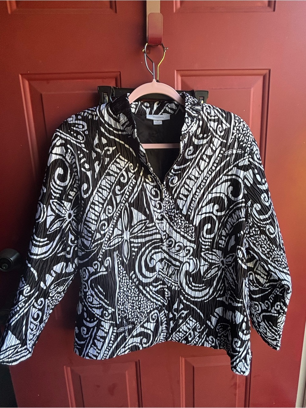 Dress Barn Black and White Quilted Pattern Jacket